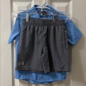 Boys Under Armour button down and matching shorts